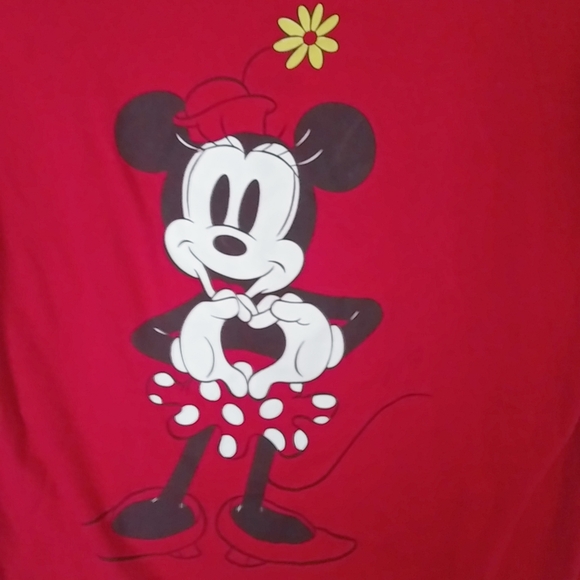 Disney M Minnie Mouse Red Short Capped Sleeve Love Heart Hands Top - Picture 4 of 5